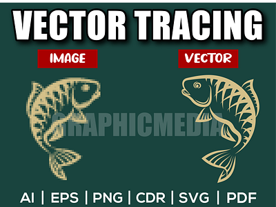 Fish | Logo to Vector | Raster to Vector adobe illustrator design illustration image to vector logo low resolution redraw redraw logo vector vector tracing