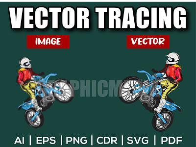 Motorcycle Rider Vector |  Image to Vector |  Vector Tracing