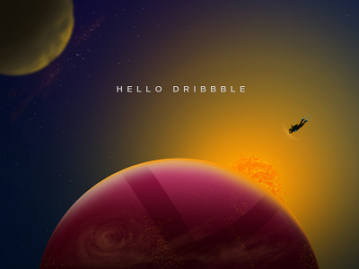 Hello Dribbble! creative planet debut maldives painting space superhero