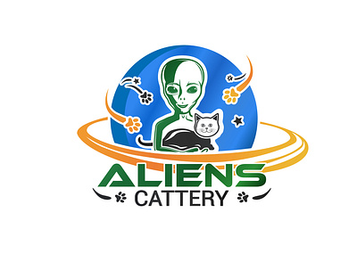 Aliens Cattery Logo Design brand branding illustration logo