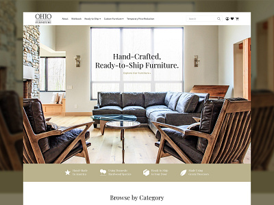 Custom Furniture Homepage custom e commerce design furniture graphic design hero design homepage website design