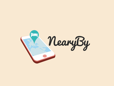 NearyBy app design find hostel hotel ios iphone logo night style vintage web