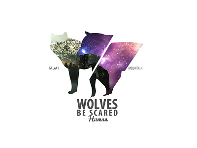 Wolves T-shirt Print galaxy human mountain print t shirt wolves