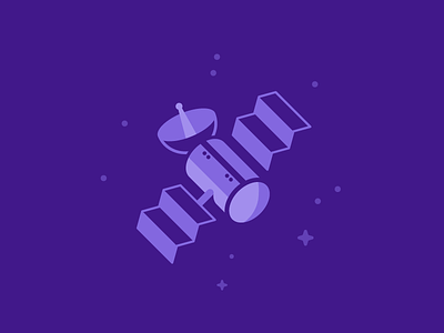 Satellite illustration blue flat icon illustration logo minimalist purple satellite simple space stars ui