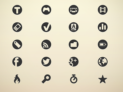 Icon set for a news website