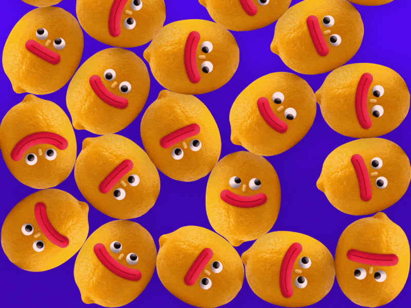 Lemons 🍋 2d 2d animation after effects animated animation characters citrus design face faces faux 3d fruit illustration lemon loop motion newton