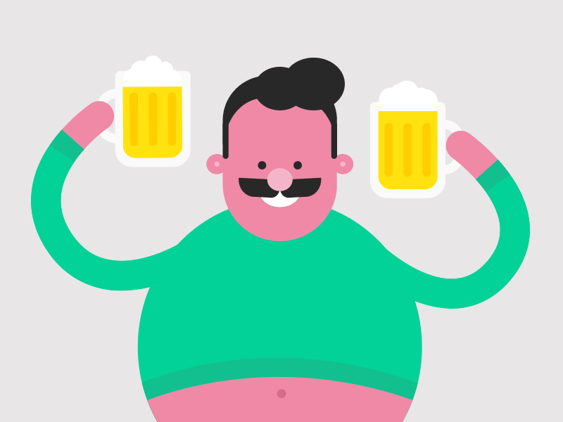 7h3_b33rguy after effects animated animation beer character dancing drunk fat fat guy gif