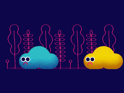 The sad life of colourful worms. aftereffects animation character gif loop mograph rubberhose worms