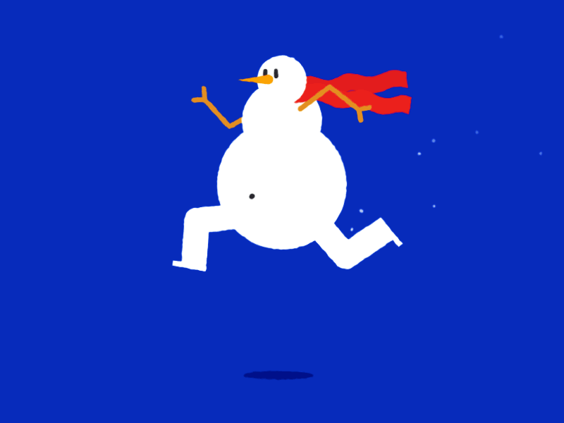 Snowman in a hurry animated animation cycle gif graphics looping motion run running snowman winter