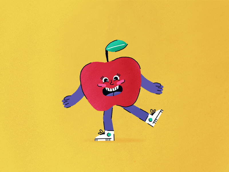 Apple Side Flip 🍎 2d after effects animated animation apple character gif loop procreate