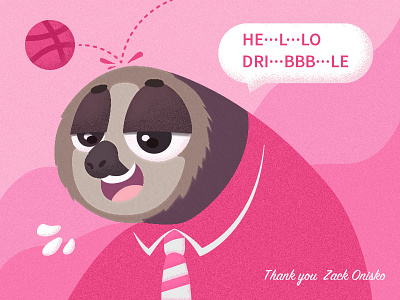 Hello Dribbble illustration sloth