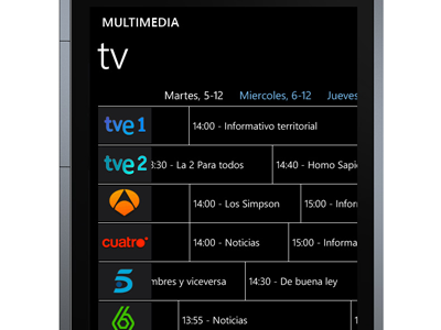 Tv Programmes on Windows Phone - WIP