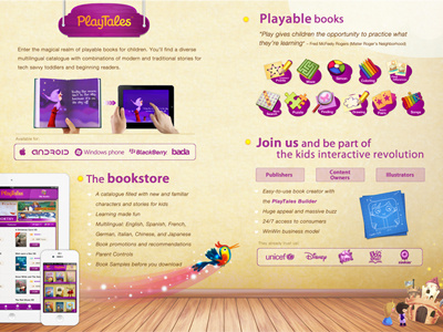 Playtales Brochure - Inside app brochure brown design flier ipad iphone leaflet panphlet photoshop play playtales print tales yellow