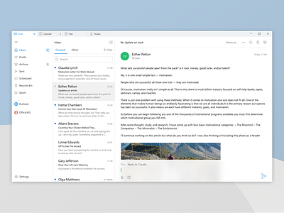 Bringing Outlook for iOS’s heritage to Windows app client concept email fluent minimal outlook redesign windows