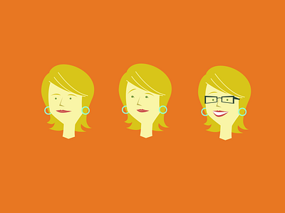 Heads blonde character expressions glasses heads illustration smile vector woman