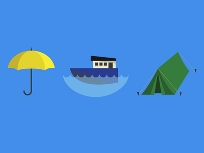 Umbrella Boat Tent boat illustration tent umbrella vector