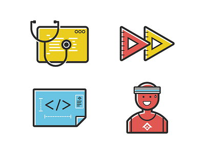 Services Icons branding color geometric illustration line drawing vector