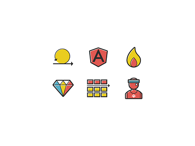 Services Icons Small branding color geometric illustration line drawing vector