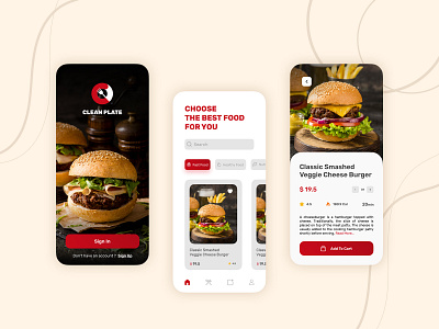 Clean Plate - Mobile App UI Design