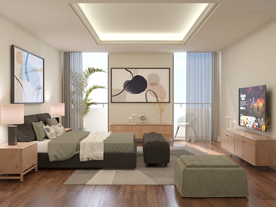 Contemporary Style Bedroom 3d design 3d modeling 3d visualization 3dsmax interior design