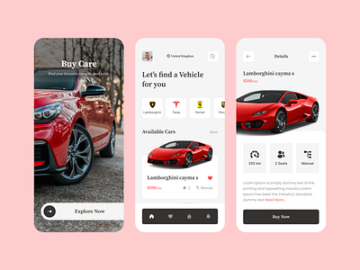 Car Sale App Design app bmw car buy buy car car car app car app full page cart details ecommerce mhrana200 mobile app profile page rent rent car ride app search sell tesla vehicles