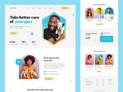 Pet Care Website cat catfood dog dog lovers homepage landing page mhrana200 pet pet app pet care pet food pet health pet web petshop ui ux veterinarian visual web design website