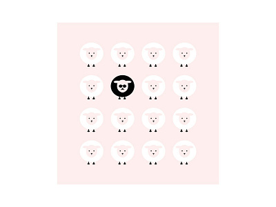 Pink tales of a black sheep black sheep colorblock cute animals funny graphic design illustration minimal