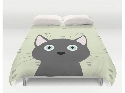 Cat series - Grey cats colorblock fish graphic design illustration minimal pastel