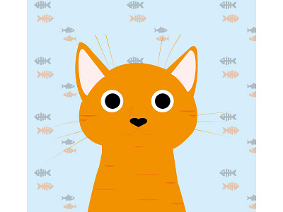 Cat series - Ginger cats colorblock fish graphic design illustration minimal pastel