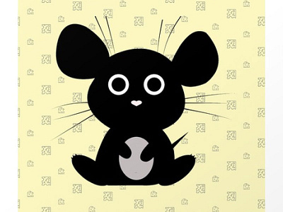 Black mouse cartoon colorblock funny graphic design illustration minimal mouse series