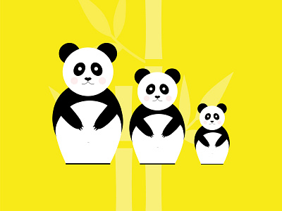 Pandrioska cartoon colorblock funny graphic design illustration minimal panda panda series