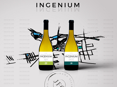 Ingenium Wine label bold classic cubism graphic design illustration wine label