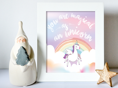 Unicorn wall decor colorblock decoration frame graphic design pastel colors unicorns wall decor