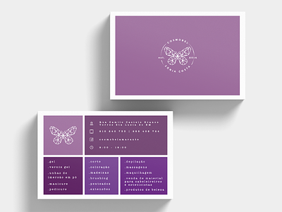 Beauty Salon branding and Business Card beauty business card butterfly colorblock graphic design infographic lavander lilac pantone 2018 purple salon