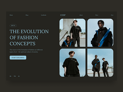 COSP FASHION STORE - WEBSITE CONCEPT ecommerce fashion home page minimal photography typography ui uidesign uiux web