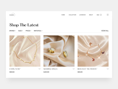 Cases - Jewellery Shop Catalog fashion landing page minimal product design typography ui ux web web design website website design