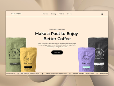 HONEYMOOD - Coffee Shop beans clean coffee coffee shop eccomerce hero home page homepage minimal pastel typography ui web