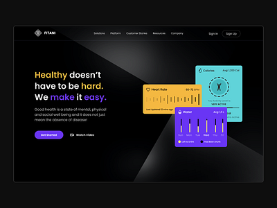 Fitani - Health Tracker bright clean health health activity health tracker health widget hero homepage product design typography ui ux web website widget