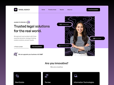 Wandl Agency - Hero Section agency concept dailyui ecommerce figma homepage landing page minimal purple ui