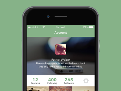 Simple Account Page app ios minimal mobile