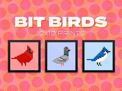Bit Bird Prints bit birds pixel art prints retro