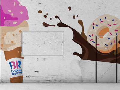 coffee, donut and ice cream wall covering D coffee donut illustrations wall covering