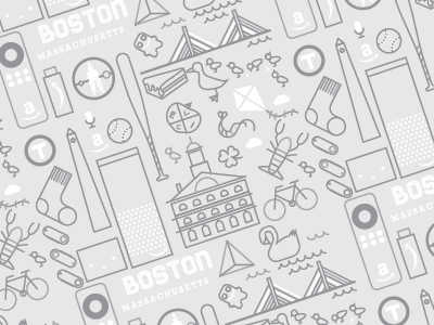 Boston icon pattern boston custom wall covering pattern