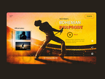 Bohemian Rhapsody bohemian rhapsody branding cinema logo minimal ott rami malek ui website design