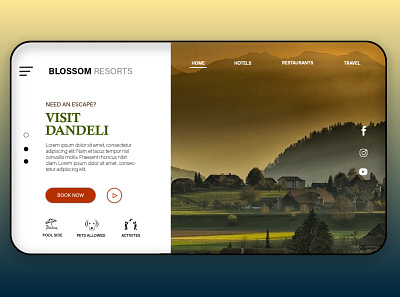 Website - BLOSSOM RESORT branding color palette consistency creative design illustration minimal website design