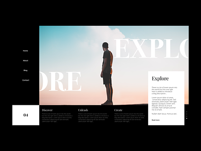Explore - Header app black clean concept dailyui dark design freebie gif header illustration landing page layout minimal minimalism typography ui user ux website