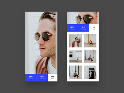 Profile Exploration - Modal Ui (WIP) app blue clean color concept dailyui follow framer ios landing page layout material design minimal minimalism photo typography ui unsplash user ux