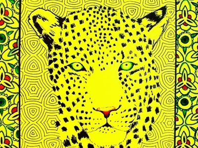 first shot/The Gepard animal ink neon print printing serigraph silkscreen yellow