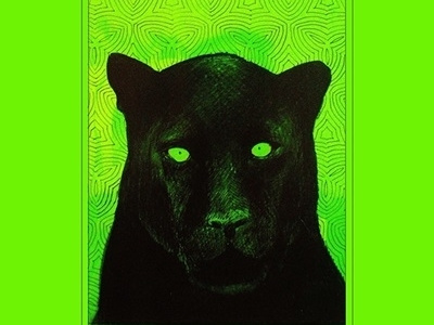 The panther green neon black pars finearts printing screenprinting