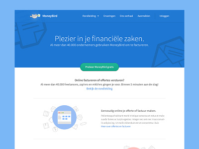 MoneyBird clean design dutch financial flat icons moneybird page symbolicons web